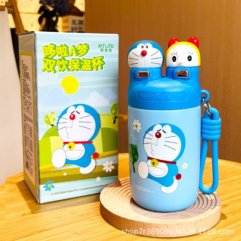 Doraemon Double Drink Thermos Stainless Steel Bottle 620 ml - Botol Minum Anak Anti Tumpah BPA Free