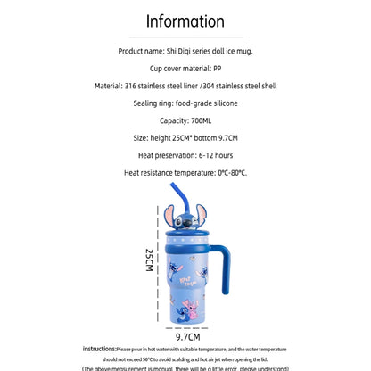 Disney Characters Water Bottle 3D w/ Straw 700mL