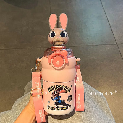Disney Zootopia Water Bottle 3D Stainless Steel With Straw 700mL