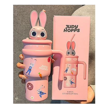 Disney Characters Water Bottle 3D w/ Straw 700mL