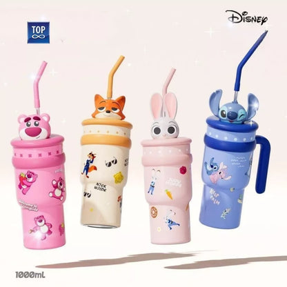 Disney Characters Water Bottle 3D w/ Straw 700mL