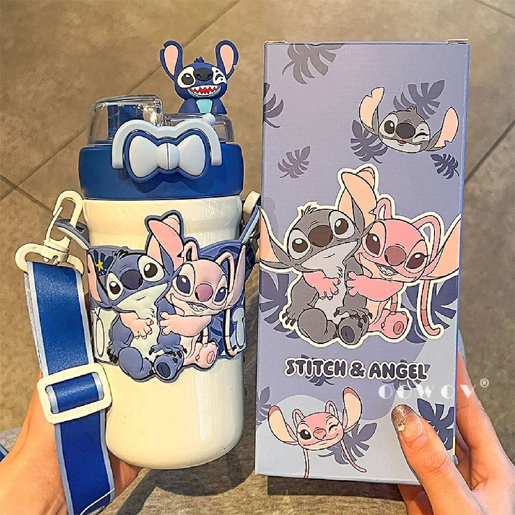 Disney Stitch & Angel Water Bottle 3D with Strap 600mL