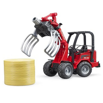 Bruder 2192 Schäffer Compact Loader 2630 With Bale Gripper + Bale - Mainan Miniatur Konstruksi Alat Berat