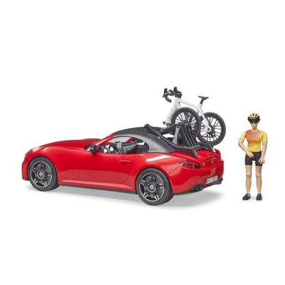 Bruder 3485 Roadster with 1 Road Bike and Cyclist - Mainan Miniatur Mobil Sport & Sepeda