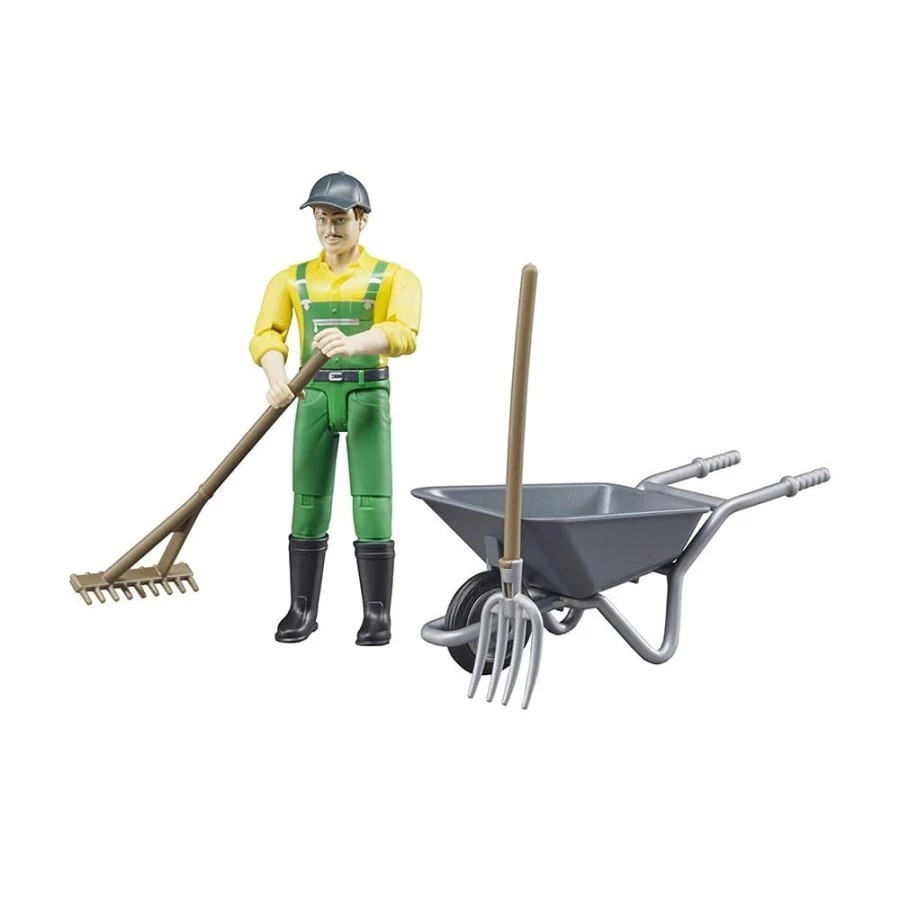 Bruder 62610 Figure Set Farmer with Accessories - Mainan Miniatur Figur Petani