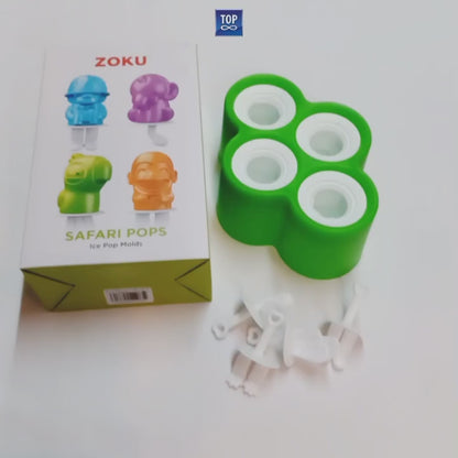 Zoku Safari Pop Mold (4 pop)  - Cetakan Es Krim Karakter / Cetakan Es Krim Bentuk Hewan / Cetakan Es Krim Silicon