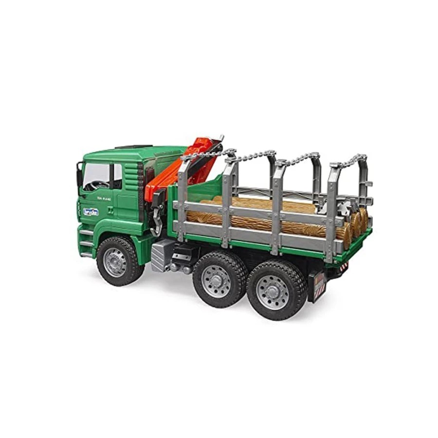 Bruder 2769 MAN TGA Timber Truck Loading Crane & 3 Trunks - Mainan Miniatur Truk Pengangkut Kayu