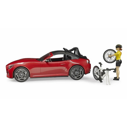 Bruder 3485 Roadster with 1 Road Bike and Cyclist - Mainan Miniatur Mobil Sport & Sepeda