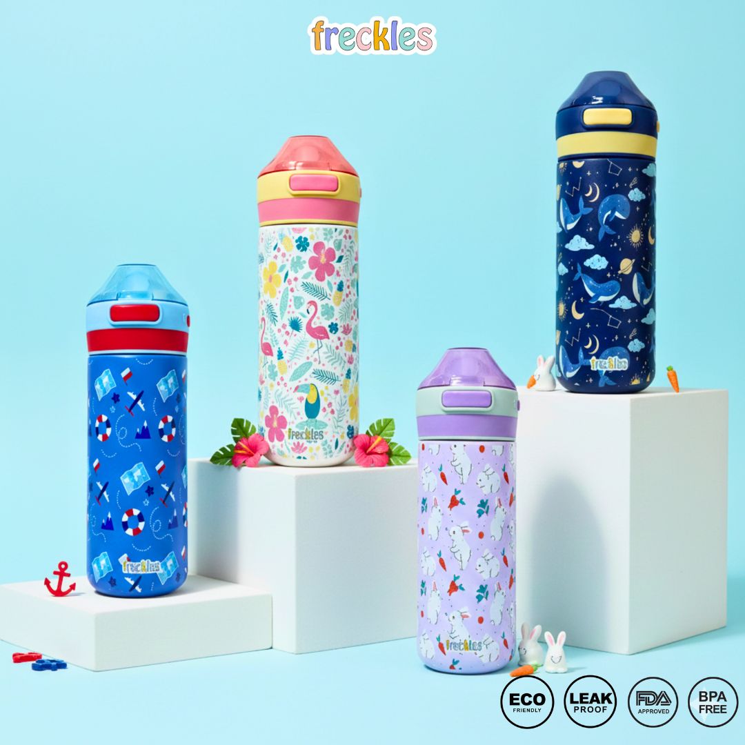 Freckles Ohlala My Lock Tumbler 520ml Stainless Steel 304 - Botol Minum Anak Stainless 304 dengan Sedotan Silicon