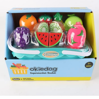 Okiedog Supermarket Basket - Set Belanja & Mainan Buah Potong Anak