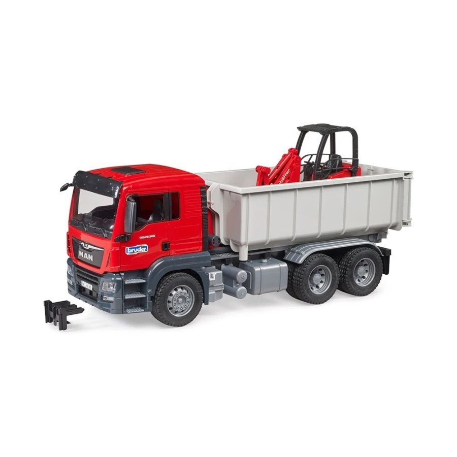Bruder 3767 MAN TGS Truck with Roll-off Container and Schäffer - Mainan Miniatur Truk Kontainer Pengangkut Mobil