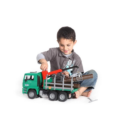 Bruder 2769 MAN TGA Timber Truck Loading Crane & 3 Trunks - Mainan Miniatur Truk Pengangkut Kayu