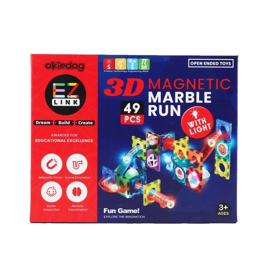 Okiedog EZLink 3D Magnetic Marble Run with Light