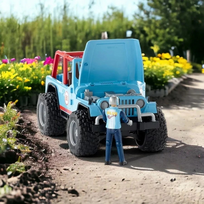Bruder 2541 Jeep Cross Country Racer Blue with Driver - Mainan Miniatur Mobil Balap & Pengemudi